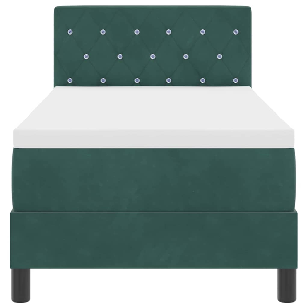 Lit à ressort LED avec matelas Vert foncé 80 x 200 cm Velours - XIOS