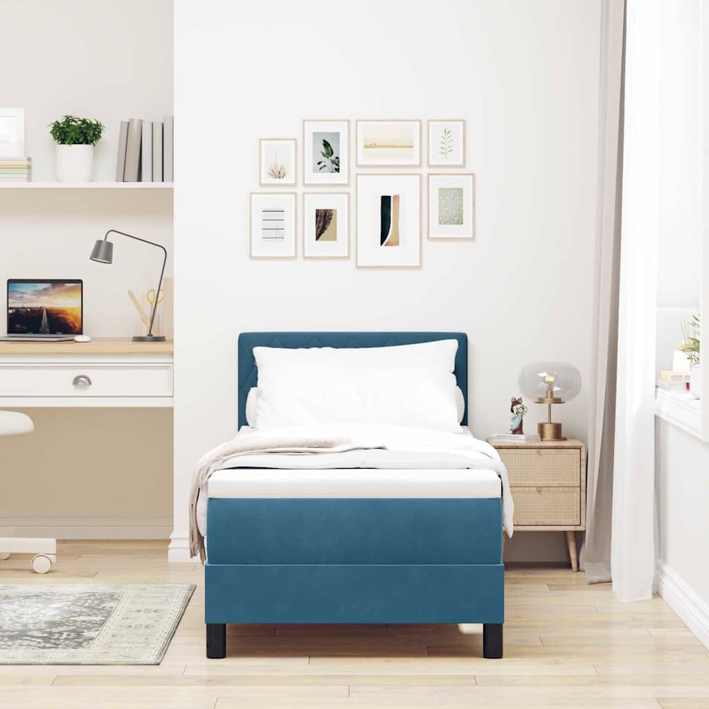 Lit à ressort LED avec matelas Bleu foncé 80 x 200 cm Velours - XIOS