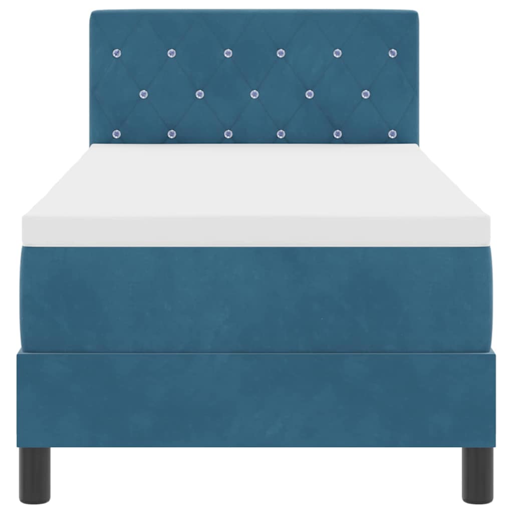 Lit à ressort LED avec matelas Bleu foncé 80 x 200 cm Velours - XIOS
