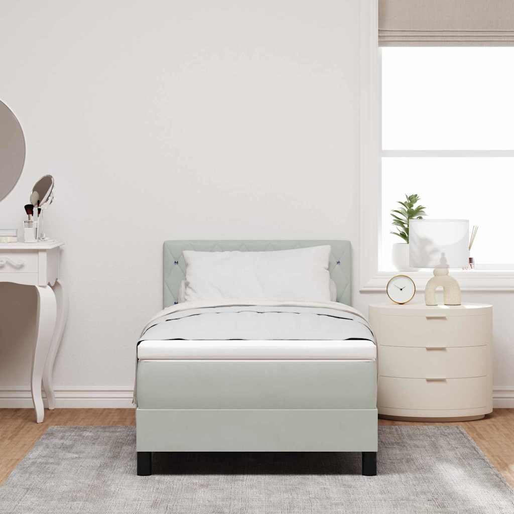 Lit à ressort LED avec matelas Gris clair 90 x 190 cm Velours - XIOS