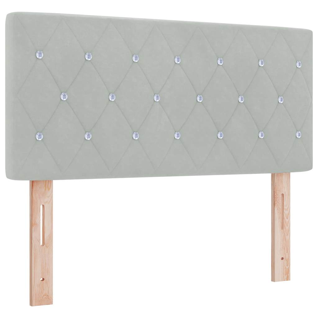 Lit à ressort LED avec matelas Gris clair 90 x 190 cm Velours - XIOS