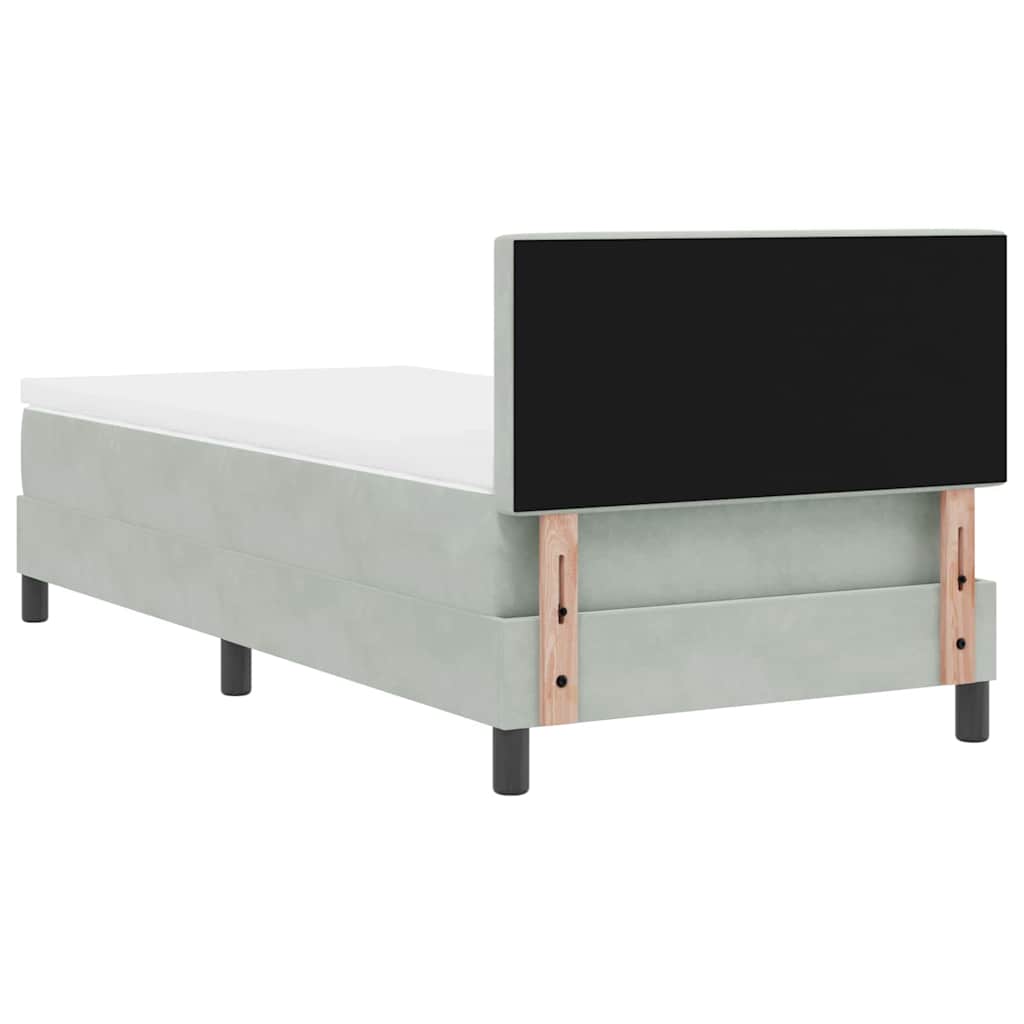 Lit à ressort LED avec matelas Gris clair 90 x 190 cm Velours - XIOS