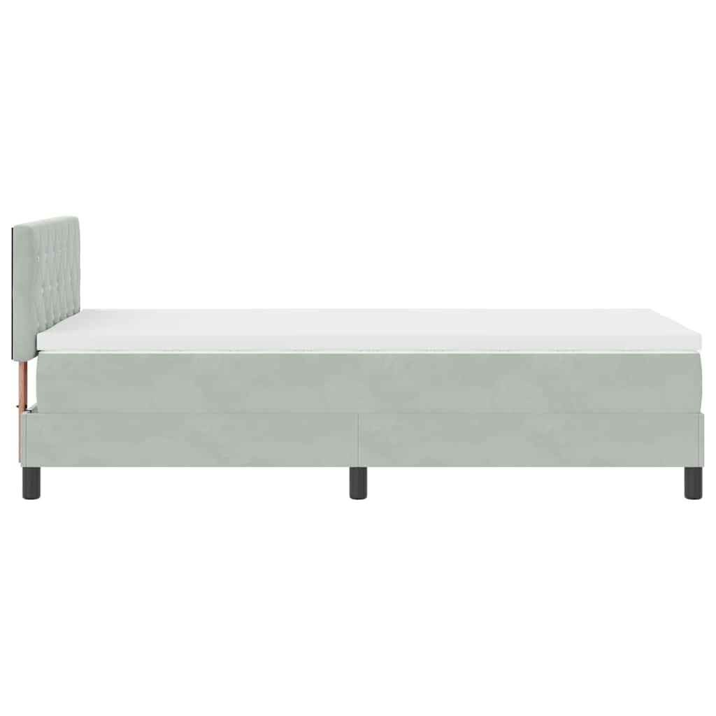 Lit à ressort LED avec matelas Gris clair 90 x 190 cm Velours - XIOS