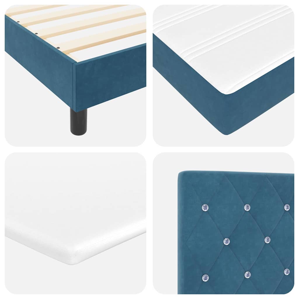 Lit à ressort LED avec matelas Bleu foncé 90 x 190 cm Velours - XIOS