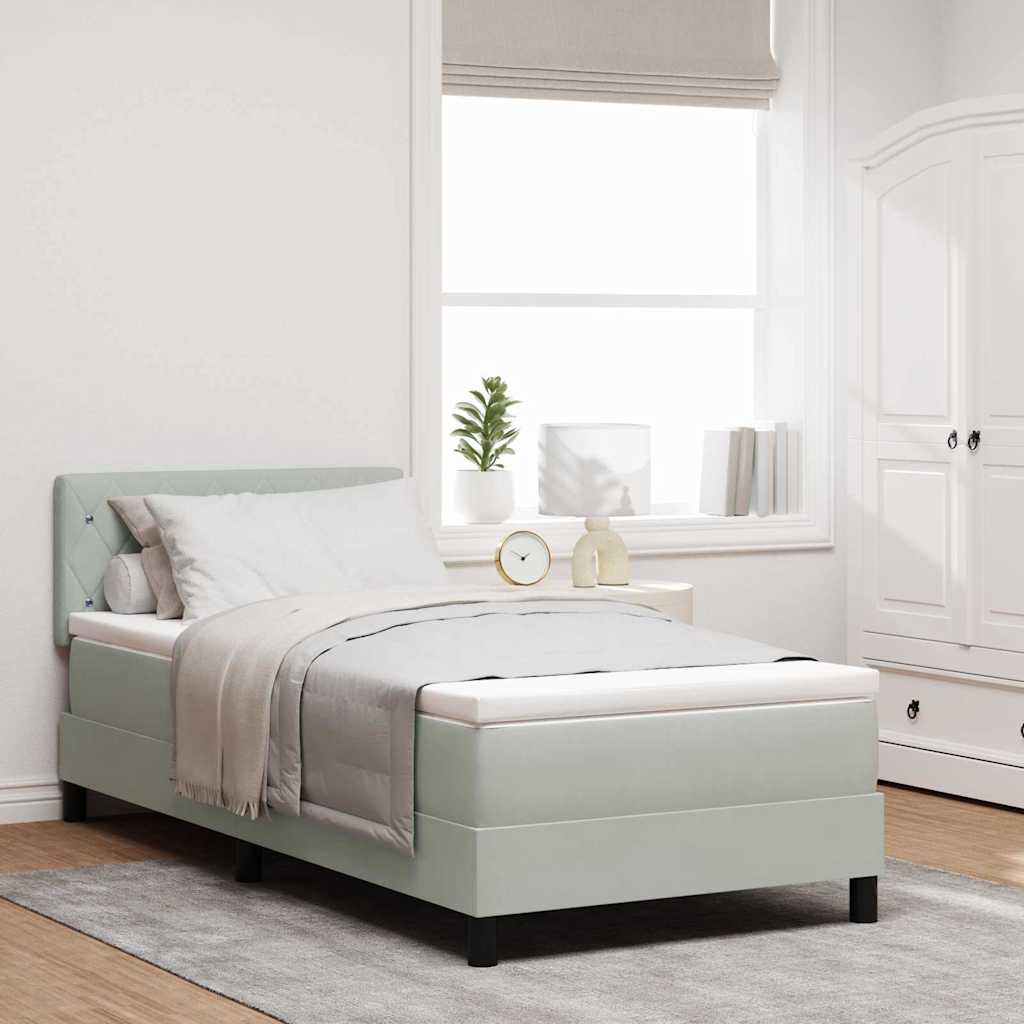 Lit à ressort LED avec matelas Gris clair 90 x 200 cm Velours - XIOS