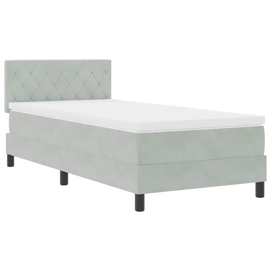 Lit à ressort LED avec matelas Gris clair 90 x 200 cm Velours - XIOS