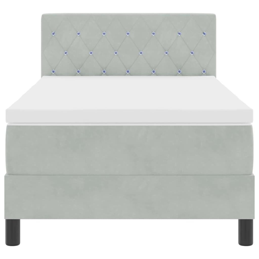 Lit à ressort LED avec matelas Gris clair 90 x 200 cm Velours - XIOS