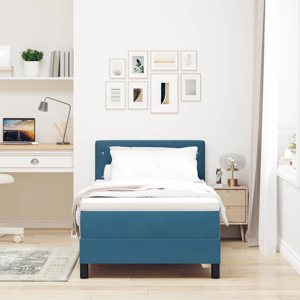 Lit à ressort LED avec matelas Bleu foncé 90 x 200 cm Velours - XIOS