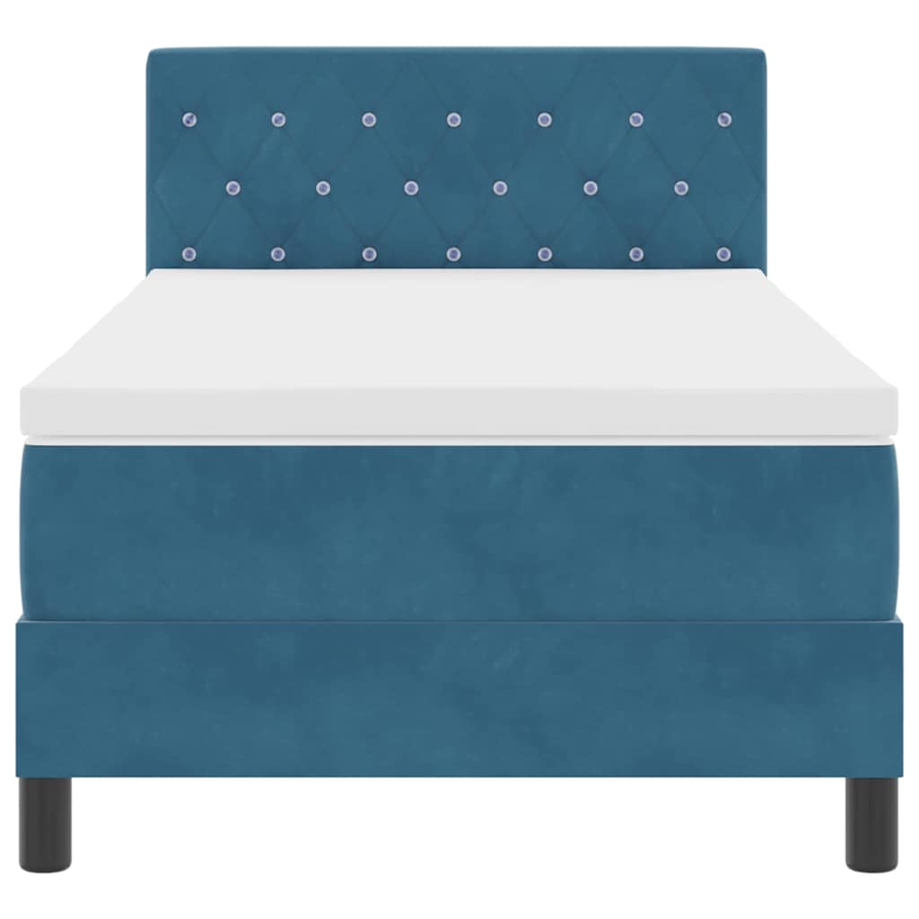 Lit à ressort LED avec matelas Bleu foncé 90 x 200 cm Velours - XIOS