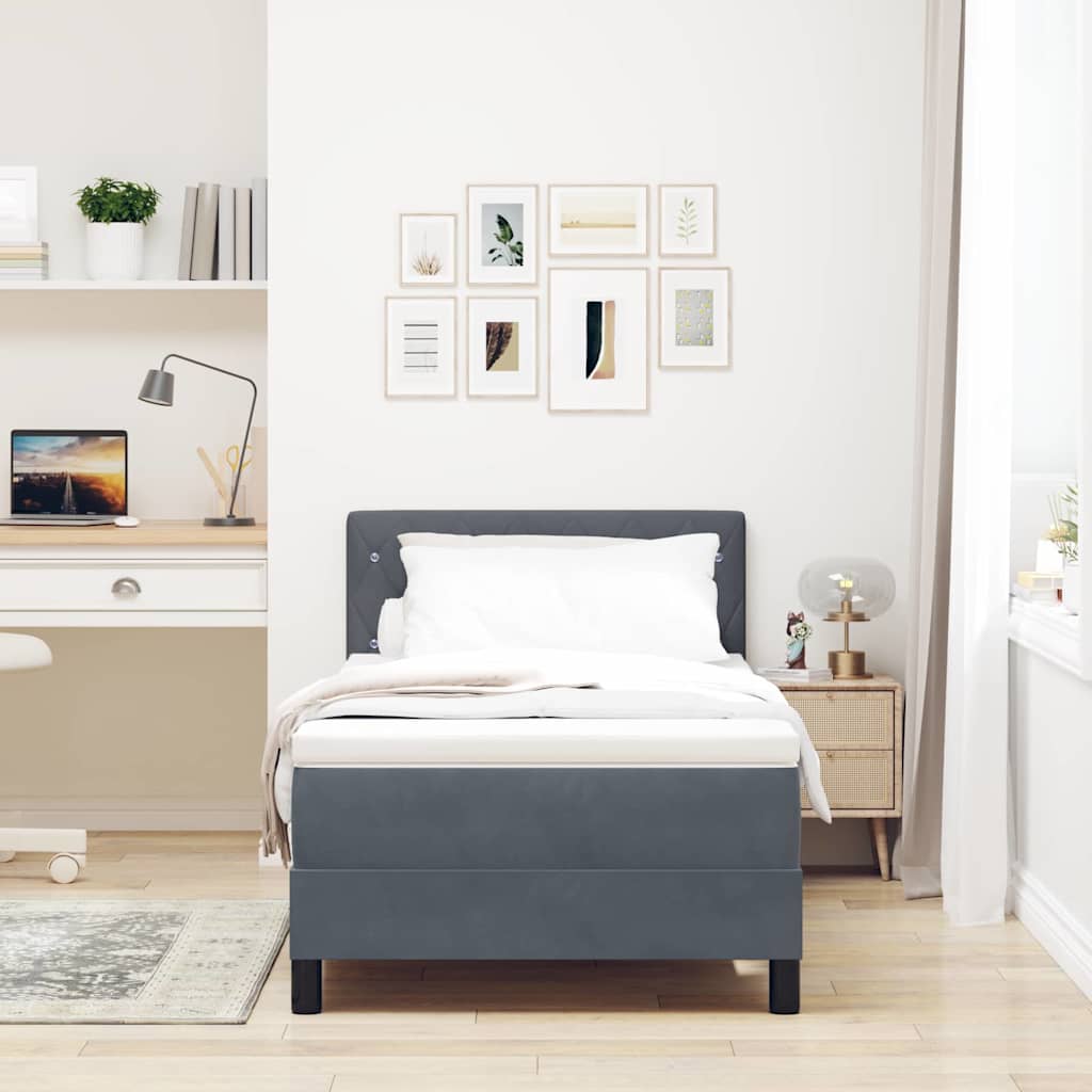 Lit à ressort LED avec matelas Gris foncé 100 x 200 cm Velours - XIOS