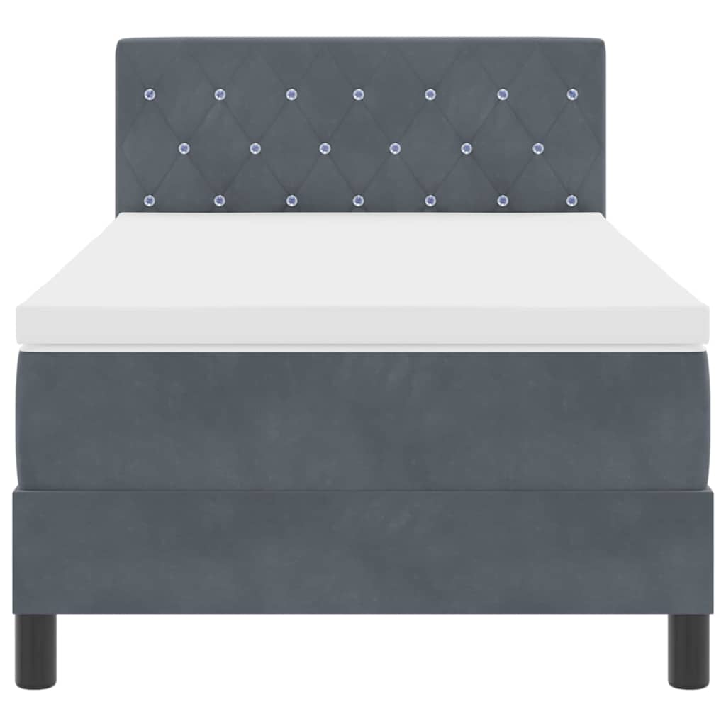 Lit à ressort LED avec matelas Gris foncé 100 x 200 cm Velours - XIOS
