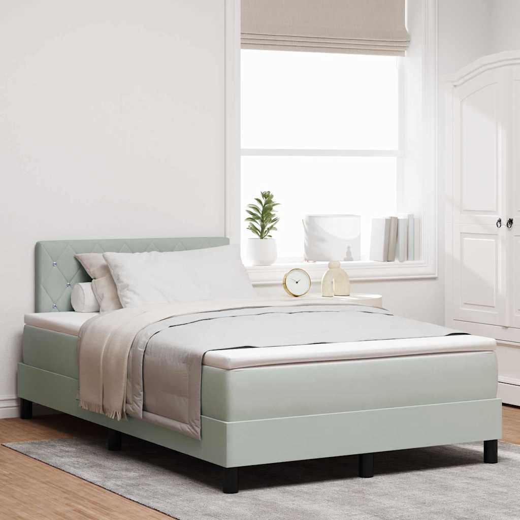 Lit à ressort LED avec matelas Gris clair 120 x 190 cm Velours - XIOS