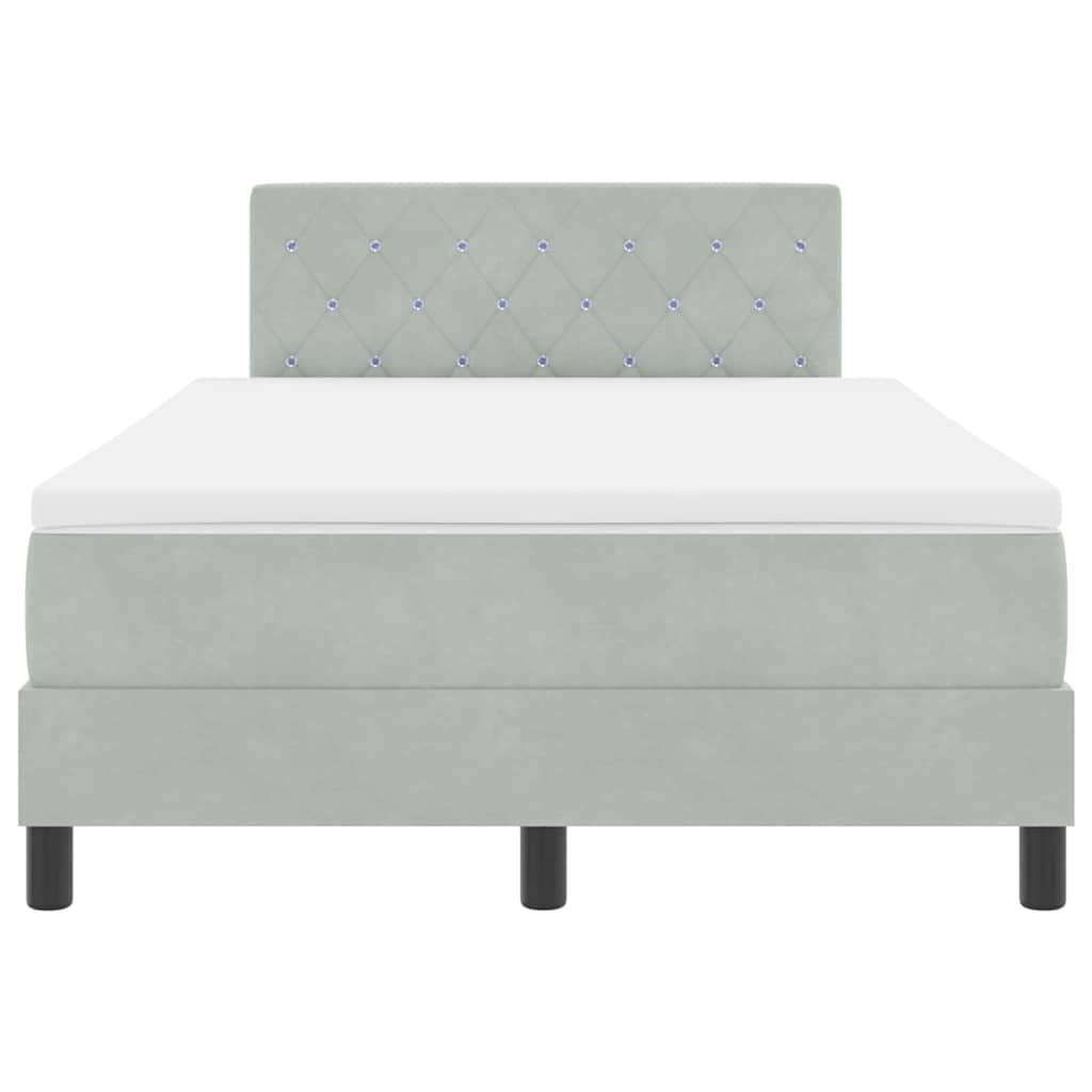 Lit à ressort LED avec matelas Gris clair 120 x 190 cm Velours - XIOS