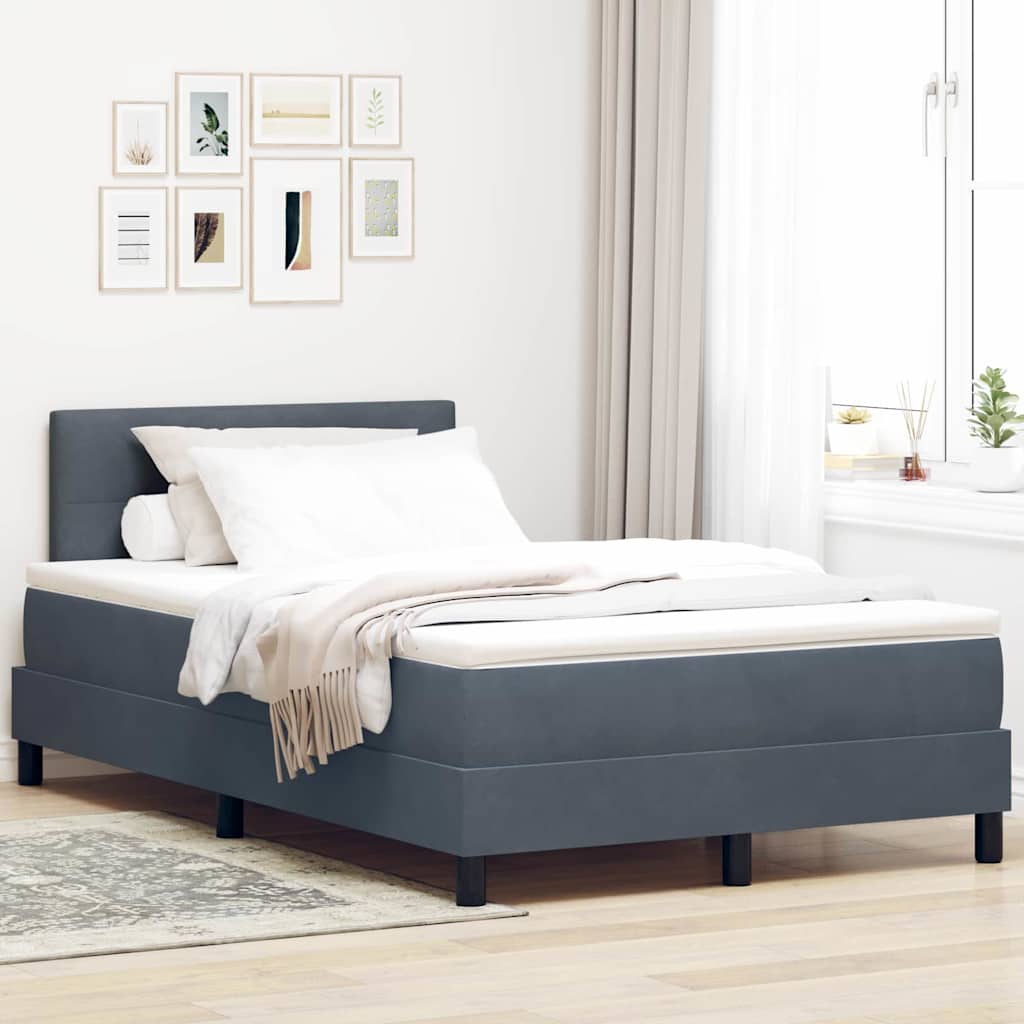 Lit à ressort LED avec matelas Gris foncé 120 x 190 cm Velours - XIOS