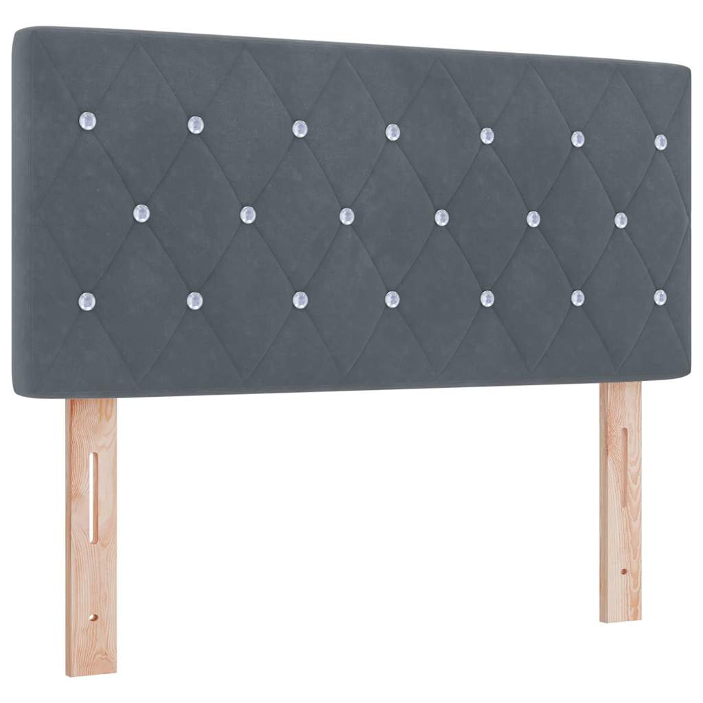 Lit à ressort LED avec matelas Gris foncé 120 x 190 cm Velours - XIOS