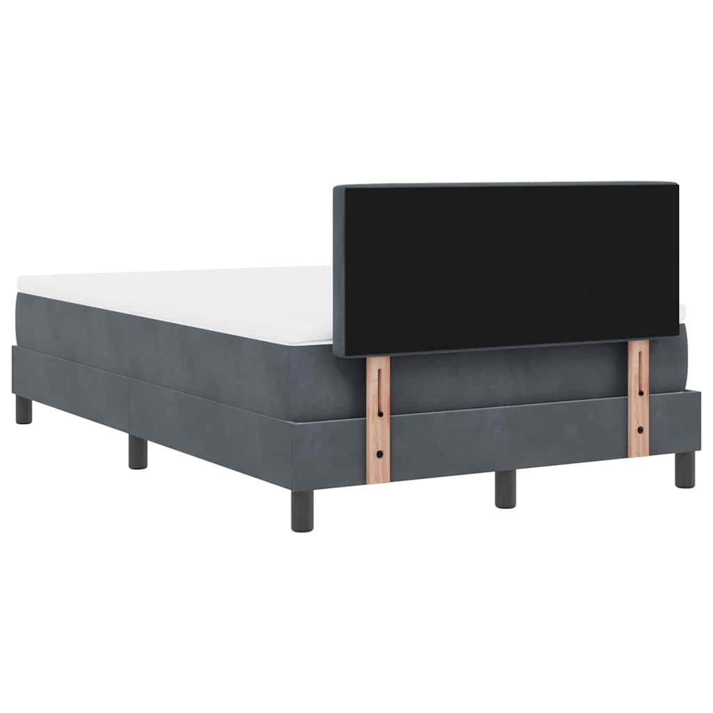 Lit à ressort LED avec matelas Gris foncé 120 x 190 cm Velours - XIOS