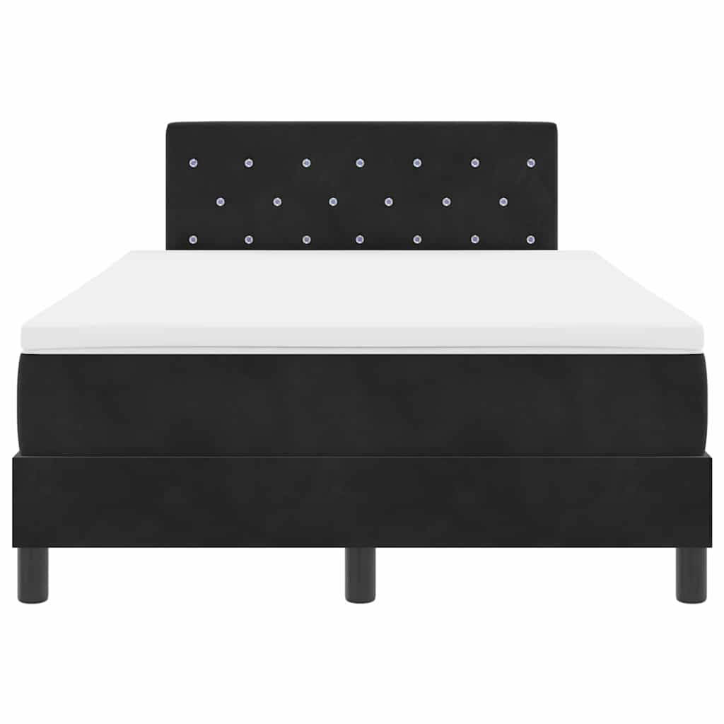 Lit à ressort LED avec matelas Noir 120 x 190 cm Velours - XIOS