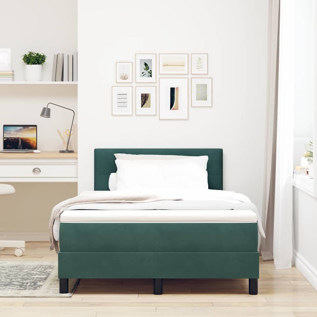Lit à ressort LED avec matelas Vert foncé 120 x 190 cm Velours - XIOS