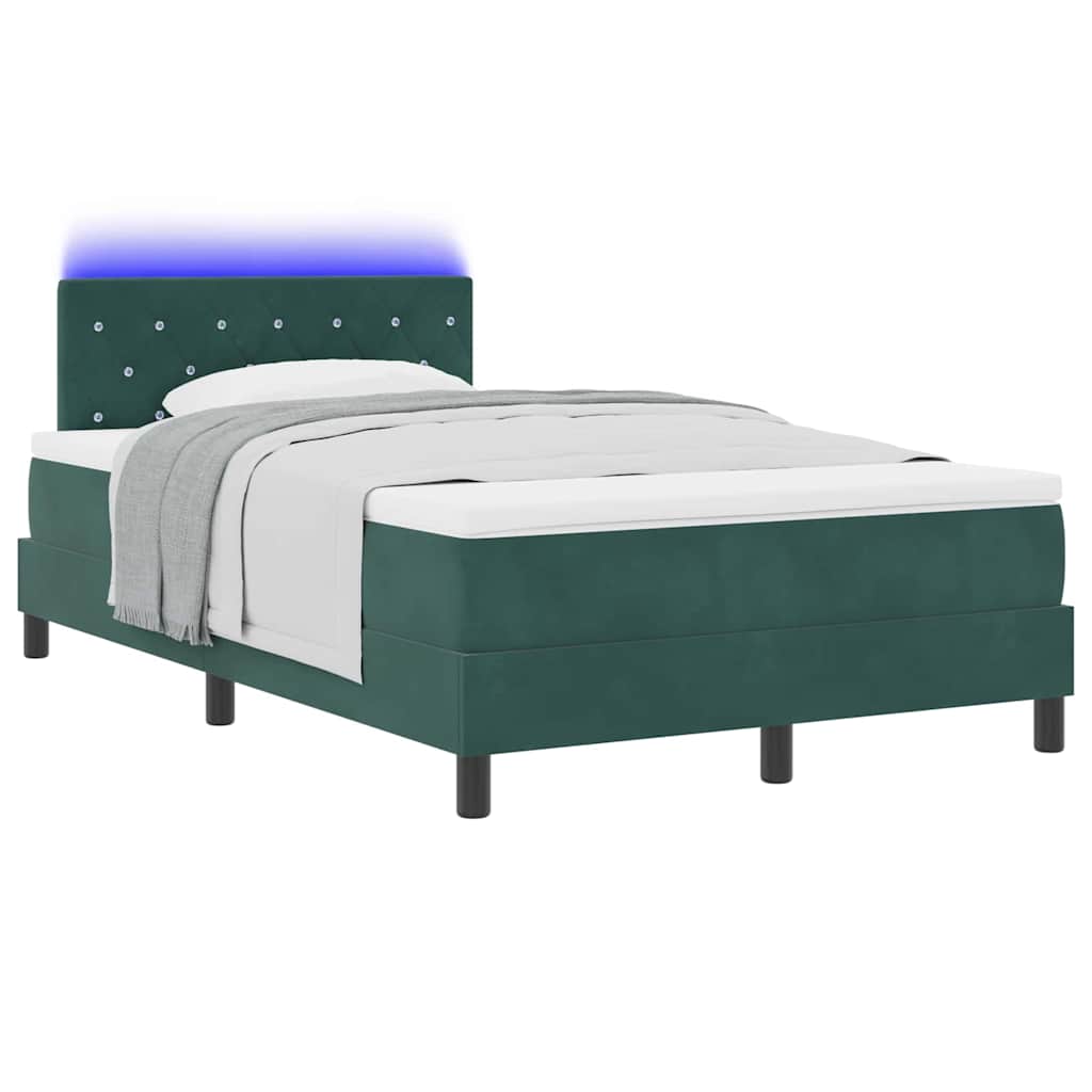 Lit à ressort LED avec matelas Vert foncé 120 x 190 cm Velours - XIOS