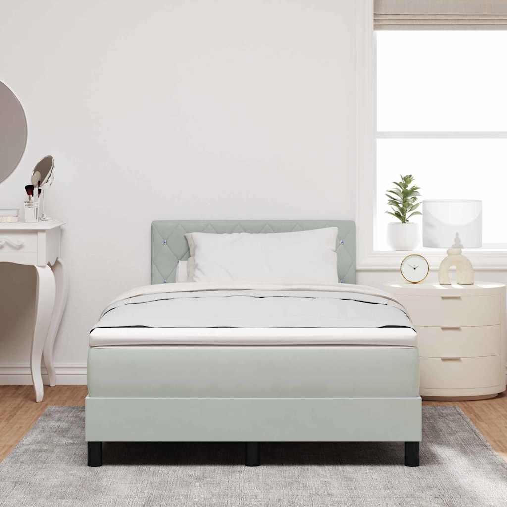 Lit à ressort LED avec matelas Gris clair 120 x 200 cm Velours - XIOS