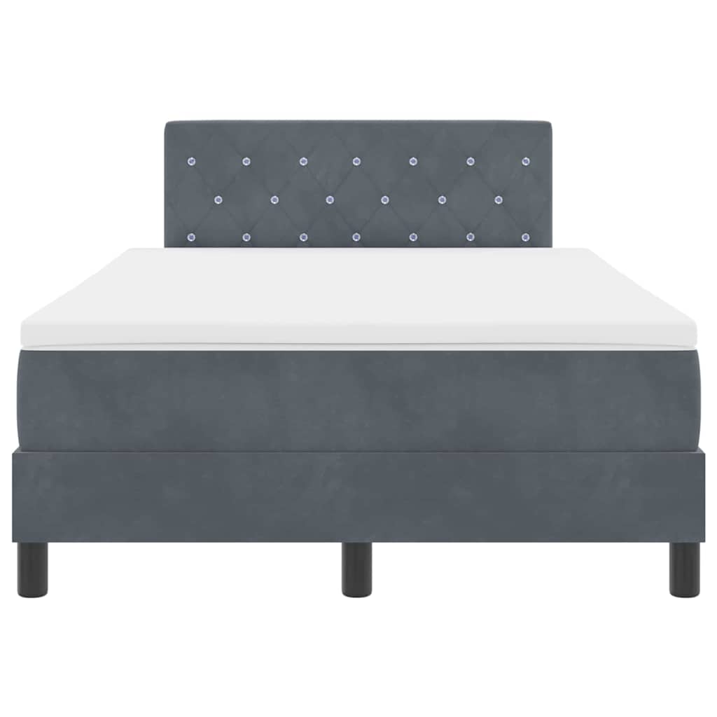 Lit à ressort LED avec matelas Gris foncé 120 x 200 cm Velours - XIOS