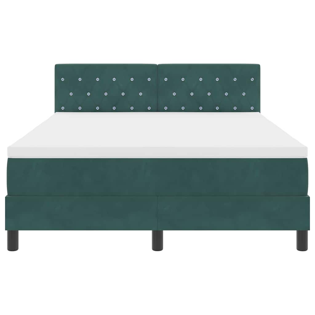 Lit à ressort LED avec matelas Vert foncé 140 x 190 cm Velours - XIOS