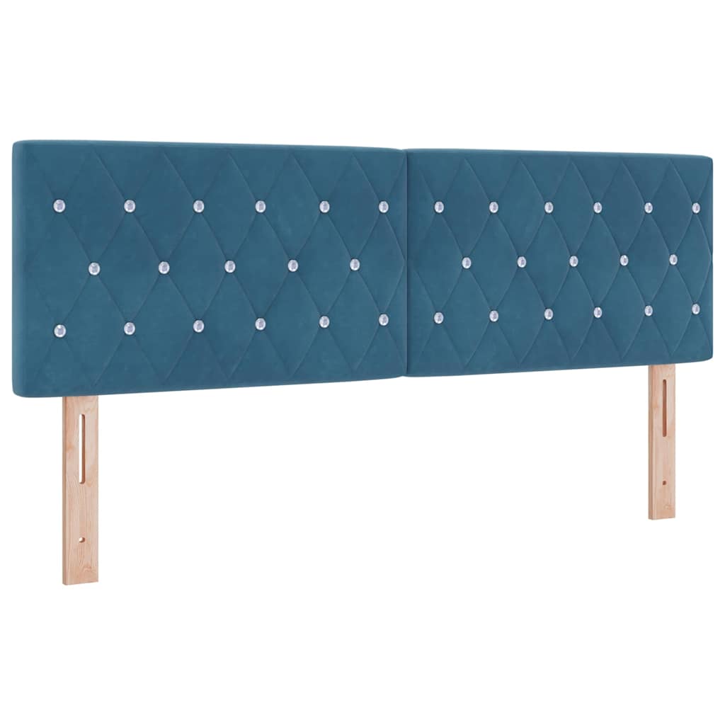 Lit à ressort LED avec matelas Bleu foncé 140 x 190 cm Velours - XIOS