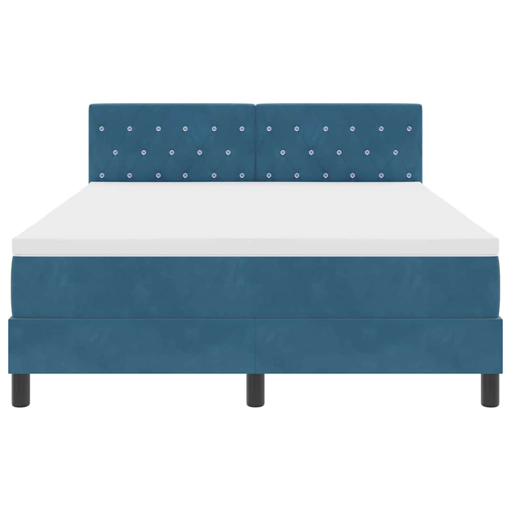 Lit à ressort LED avec matelas Bleu foncé 140 x 190 cm Velours - XIOS