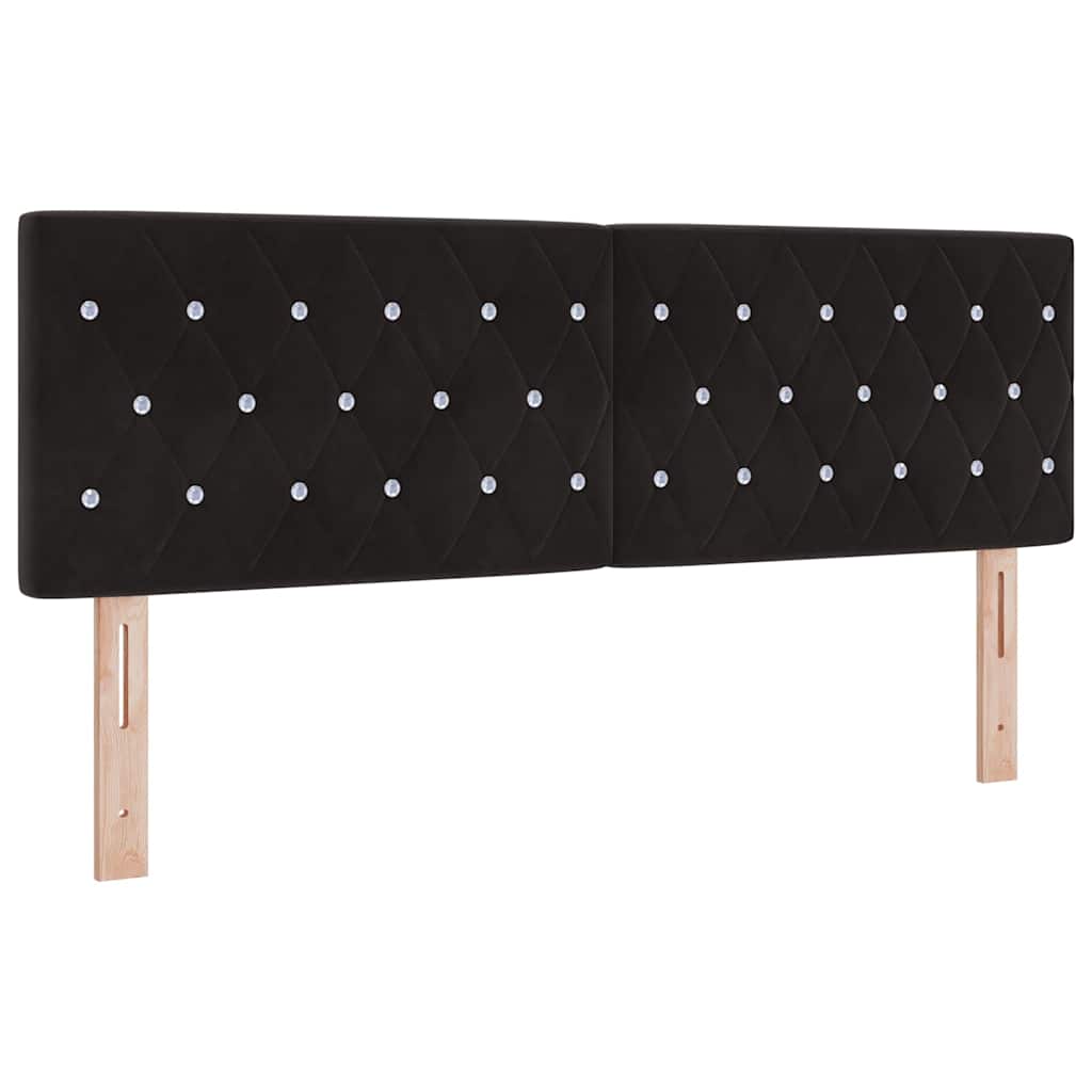Lit à ressort LED avec matelas Noir 140 x 200 cm Velours