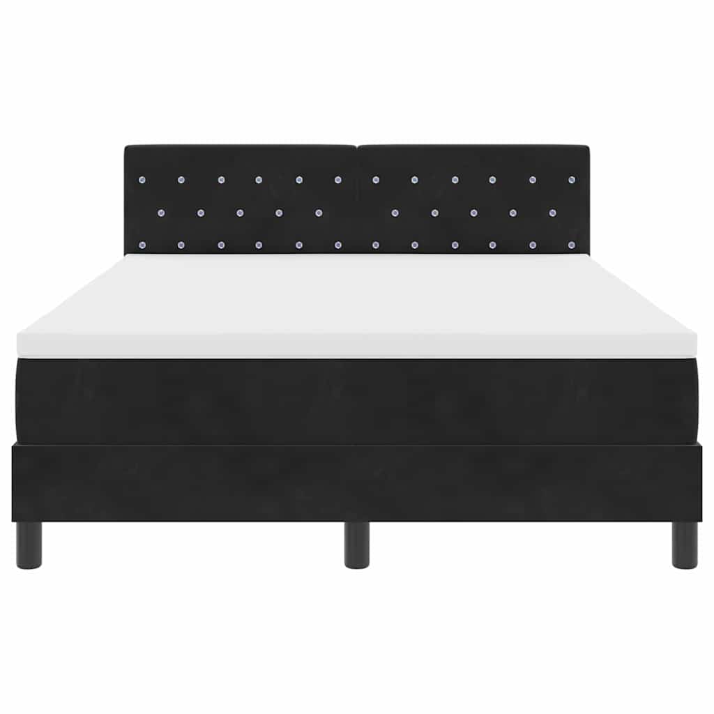 Lit à ressort LED avec matelas Noir 140 x 200 cm Velours