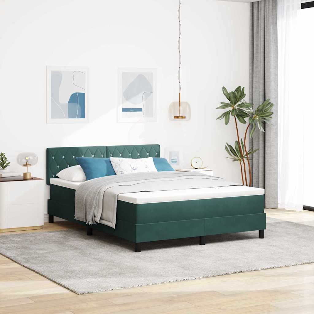 Lit à ressort LED avec matelas Vert foncé 140 x 200 cm Velours - XIOS