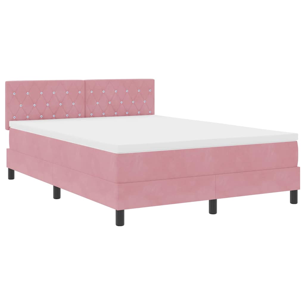 Lit à ressort LED avec matelas Rose 140 x 200 cm Velours
