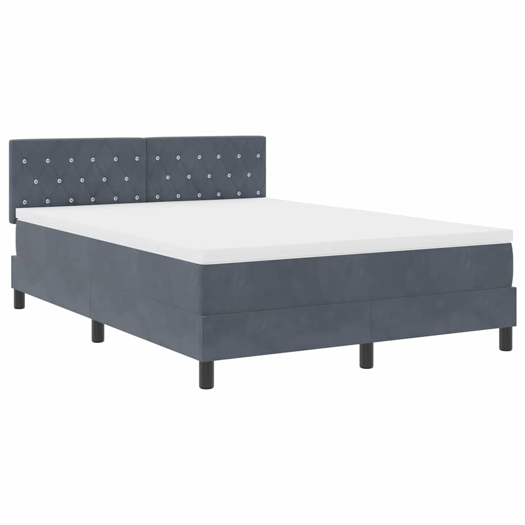 Lit à ressort LED avec matelas Gris foncé 160 x 200 cm Velours - XIOS