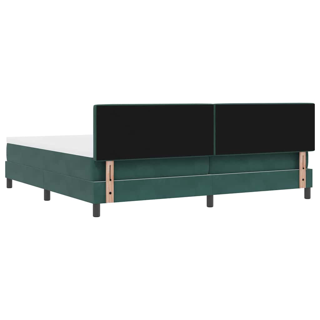 Lit à ressort LED avec matelas Vert foncé 200 x 200 cm Velours - XIOS