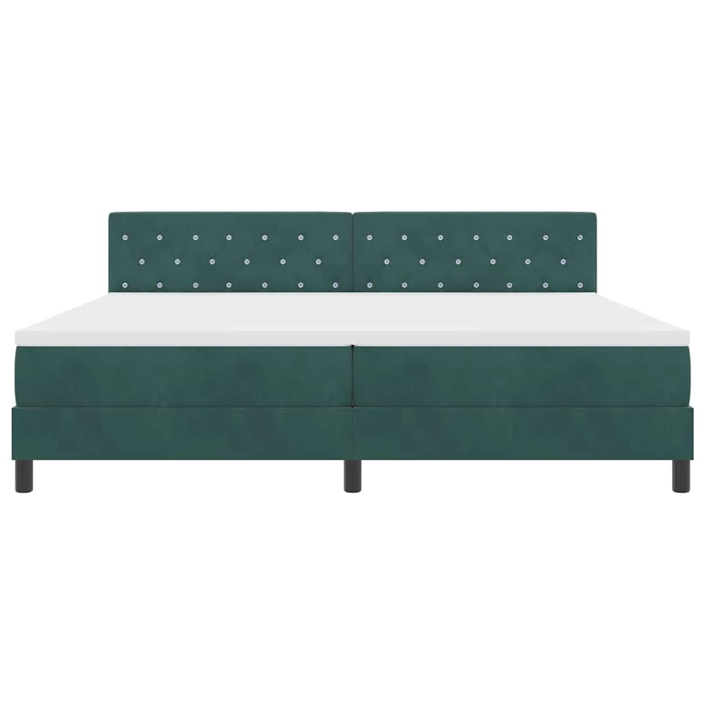 Lit à ressort LED avec matelas Vert foncé 200 x 200 cm Velours - XIOS