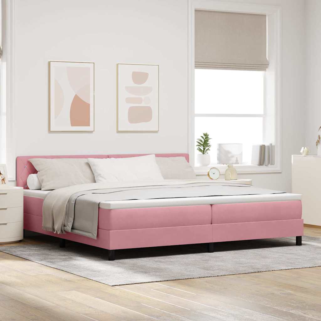 Lit à ressort LED avec matelas Rose 200 x 200 cm Velours - XIOS