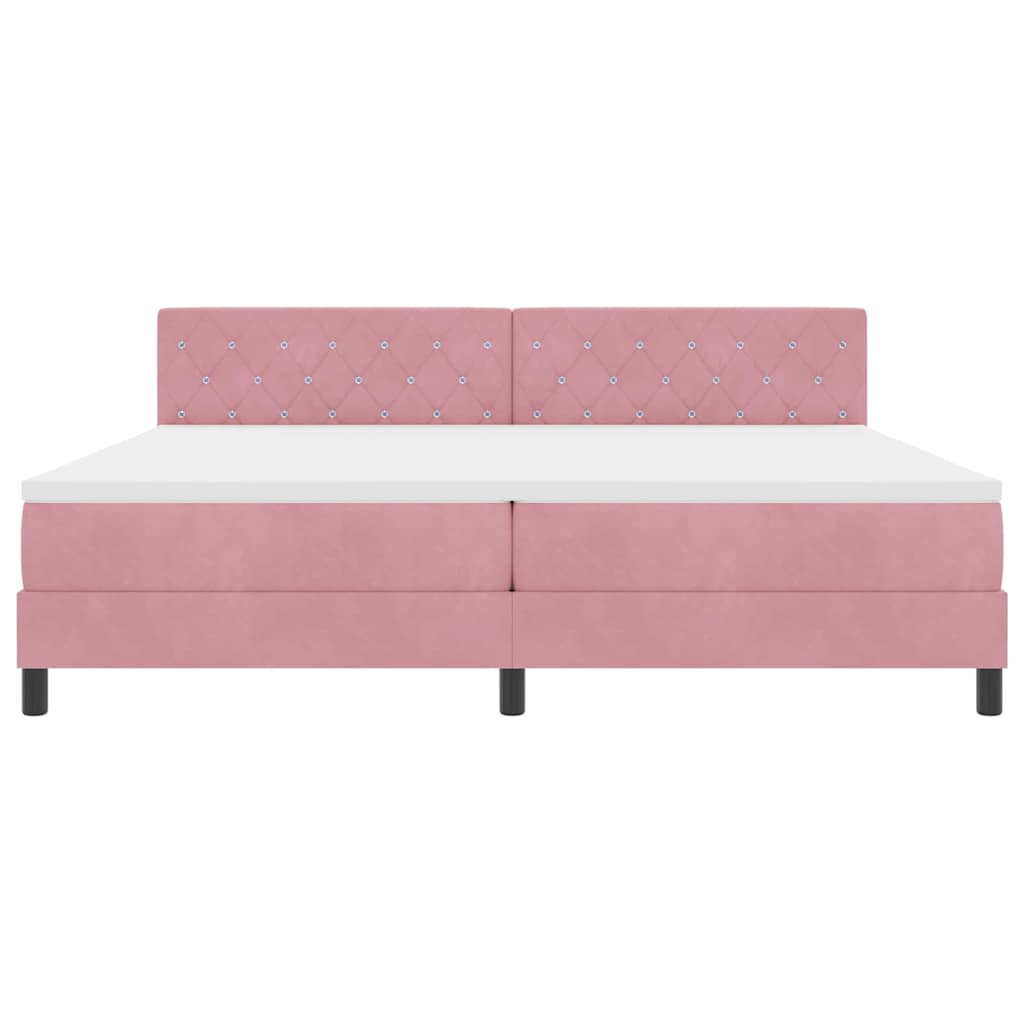 Lit à ressort LED avec matelas Rose 200 x 200 cm Velours - XIOS