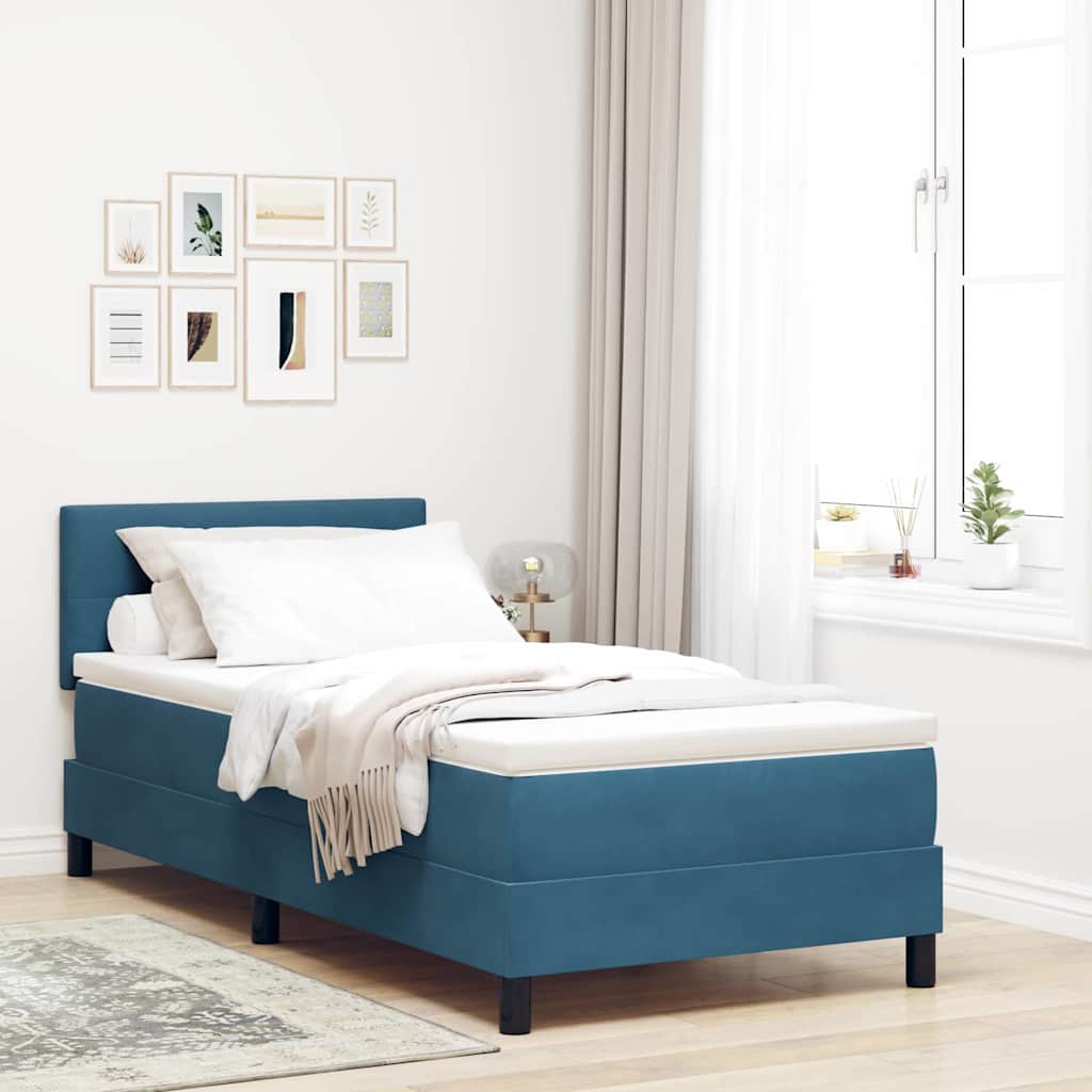 Lit à ressort LED Bleu foncé 90 x 190 cm Velours - XIOS