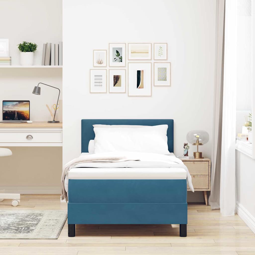 Lit à ressort LED Bleu foncé 90 x 190 cm Velours - XIOS