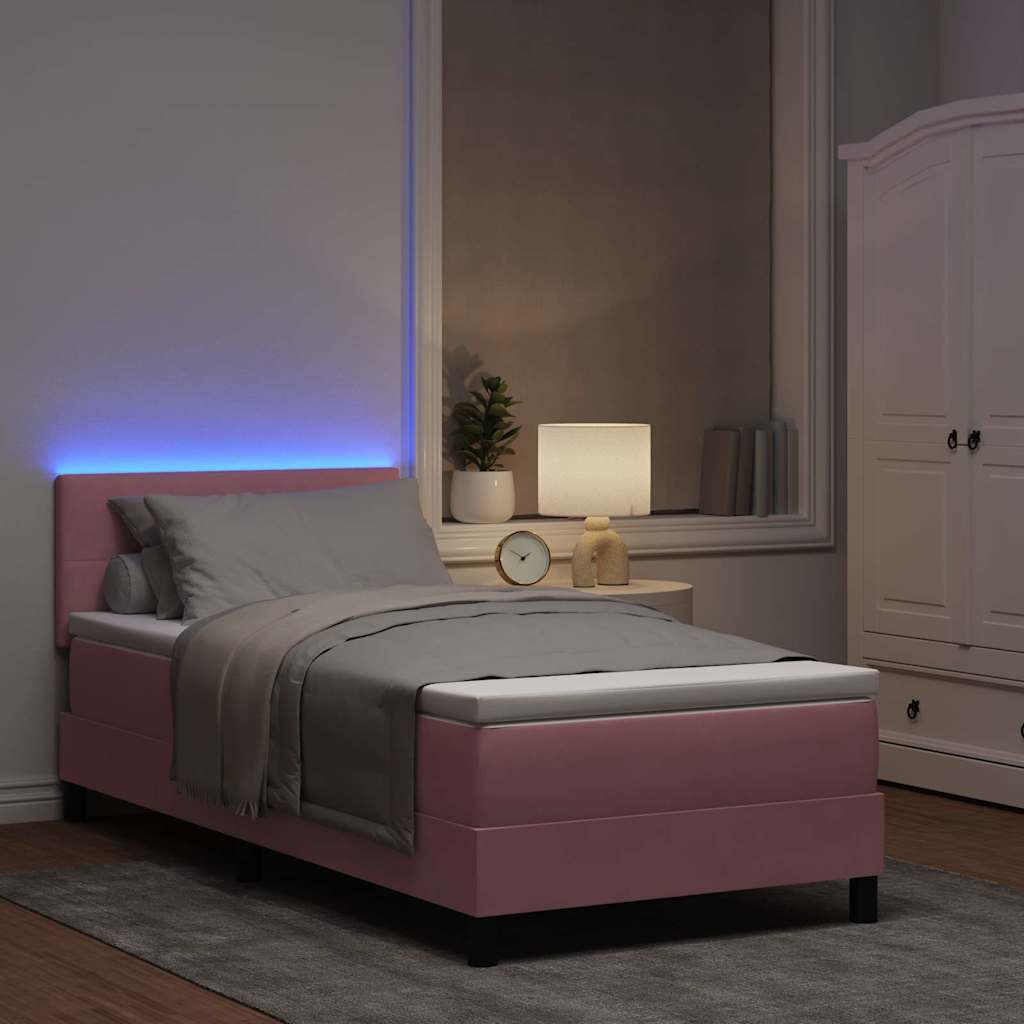 Lit à ressort LED avec bandes LED Rose 100 x 200 cm Velours