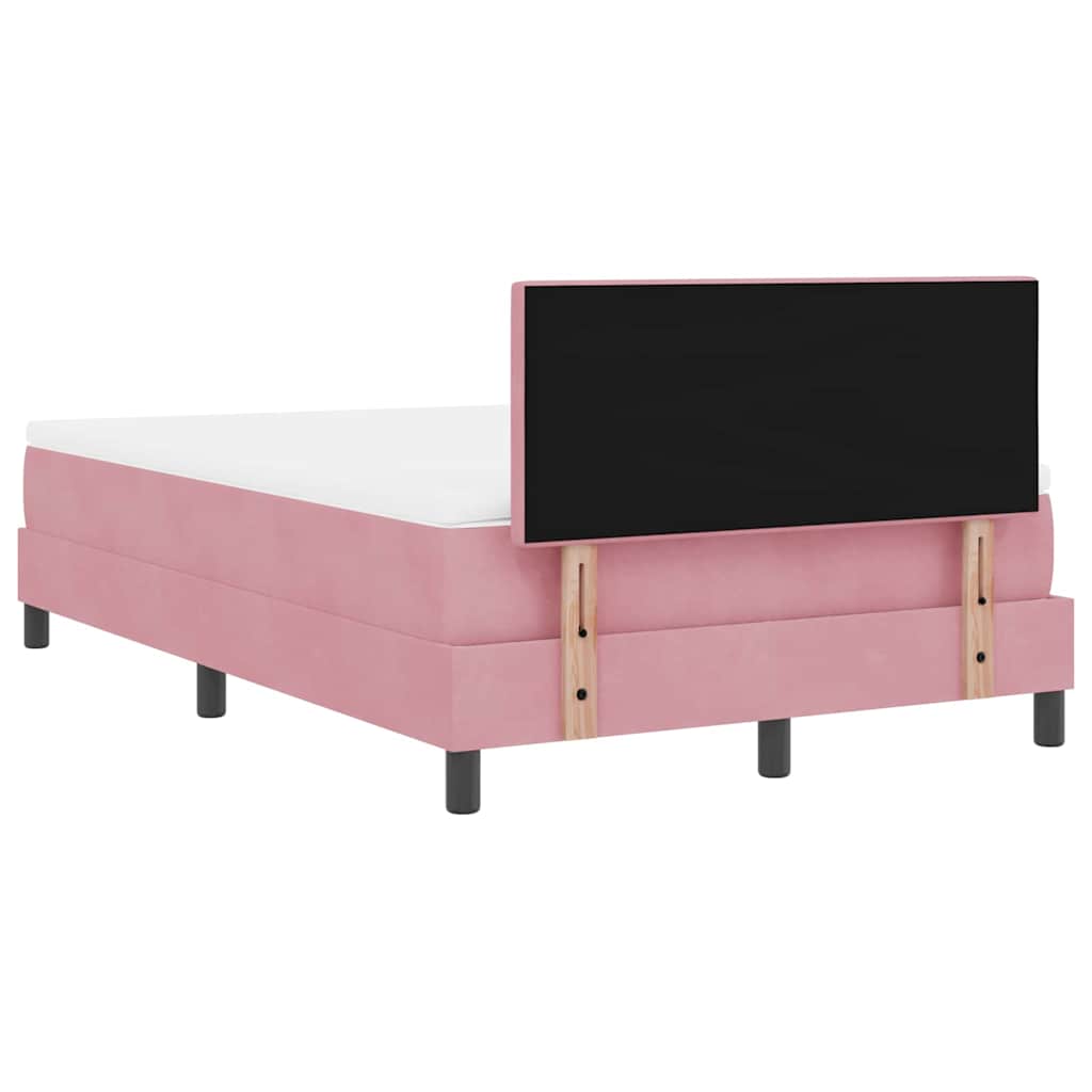 Lit à ressort LED avec bandes LED Rose 120 x 190 cm Velours