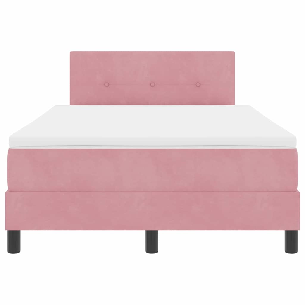 Lit à ressort LED avec bandes LED Rose 120 x 190 cm Velours