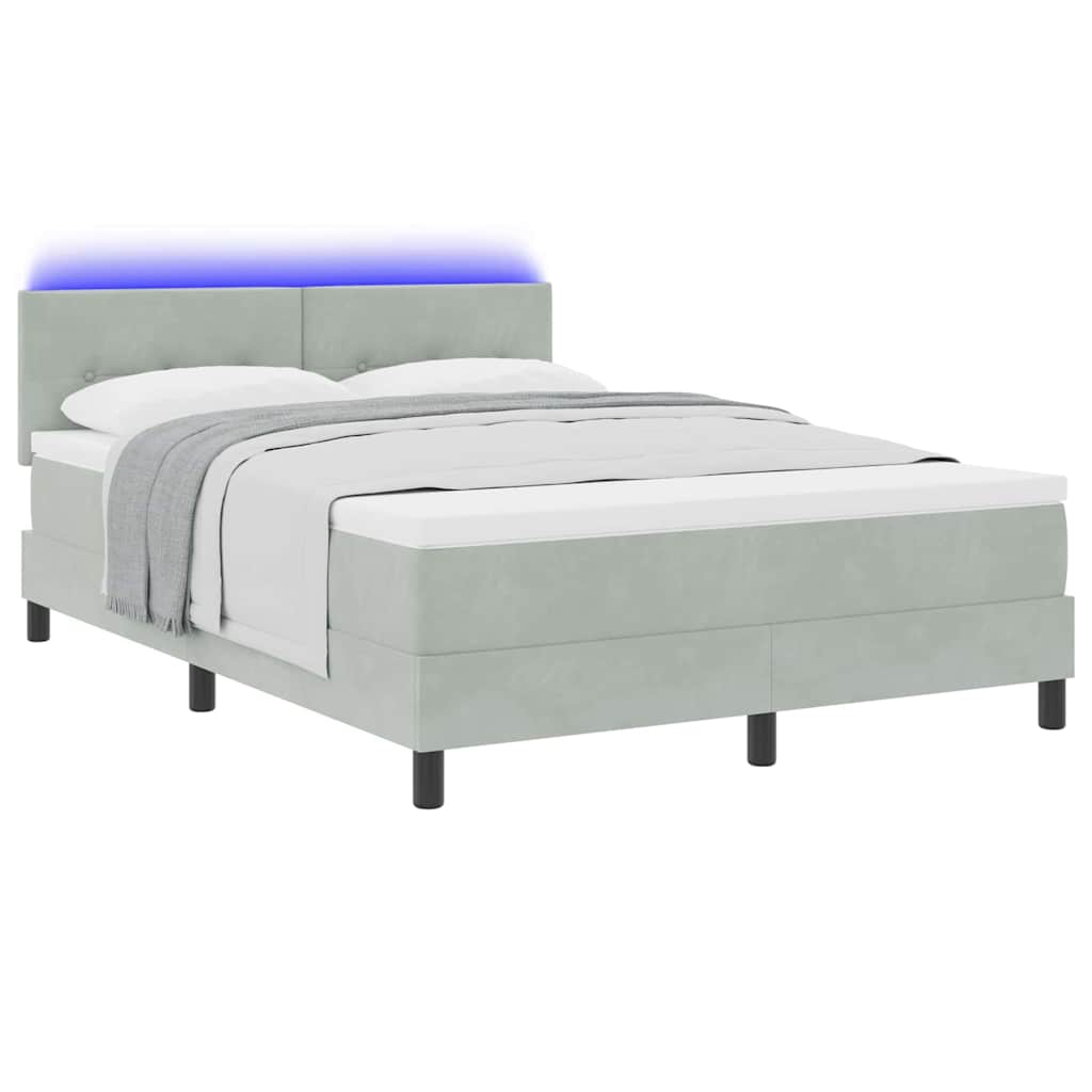 Lit à ressort LED Gris clair 140 x 200 cm Velours - XIOS