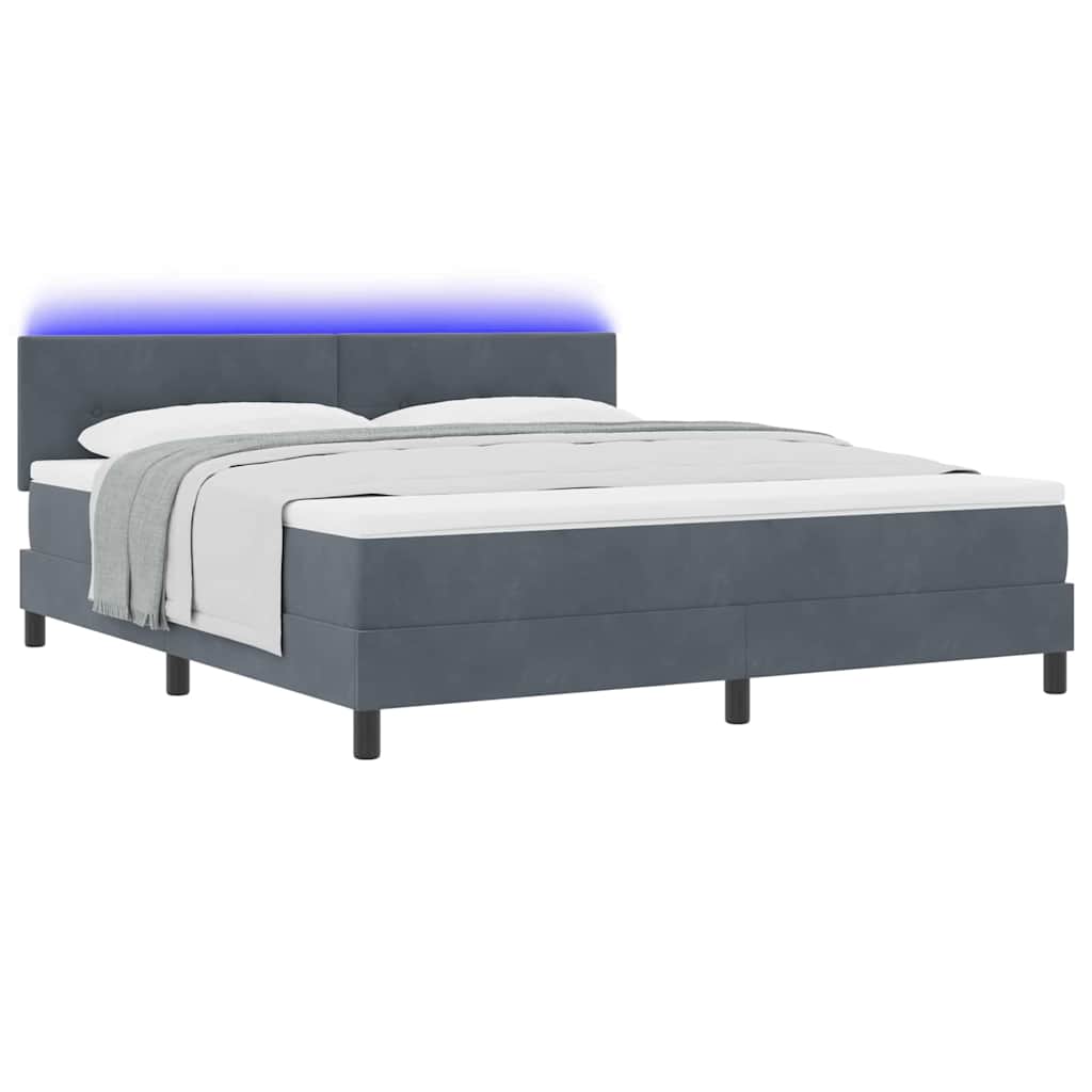Lit à ressort LED Gris foncé 180 x 200 cm Velours - XIOS