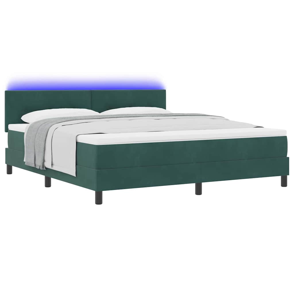 Lit à ressort LED Vert foncé 180 x 200 cm Velours