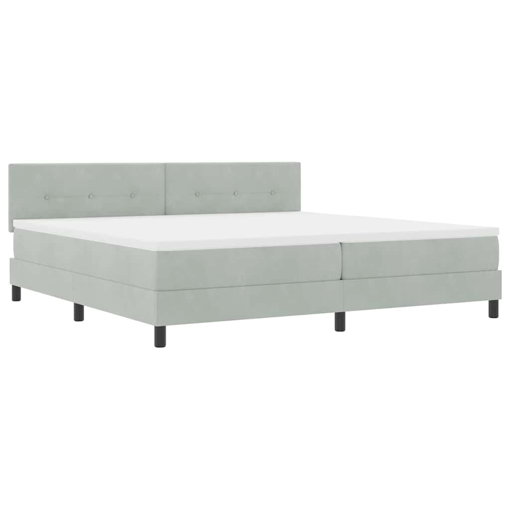Lit à ressorts avec tête de lit Gris clair 200 x 200 cm Velours