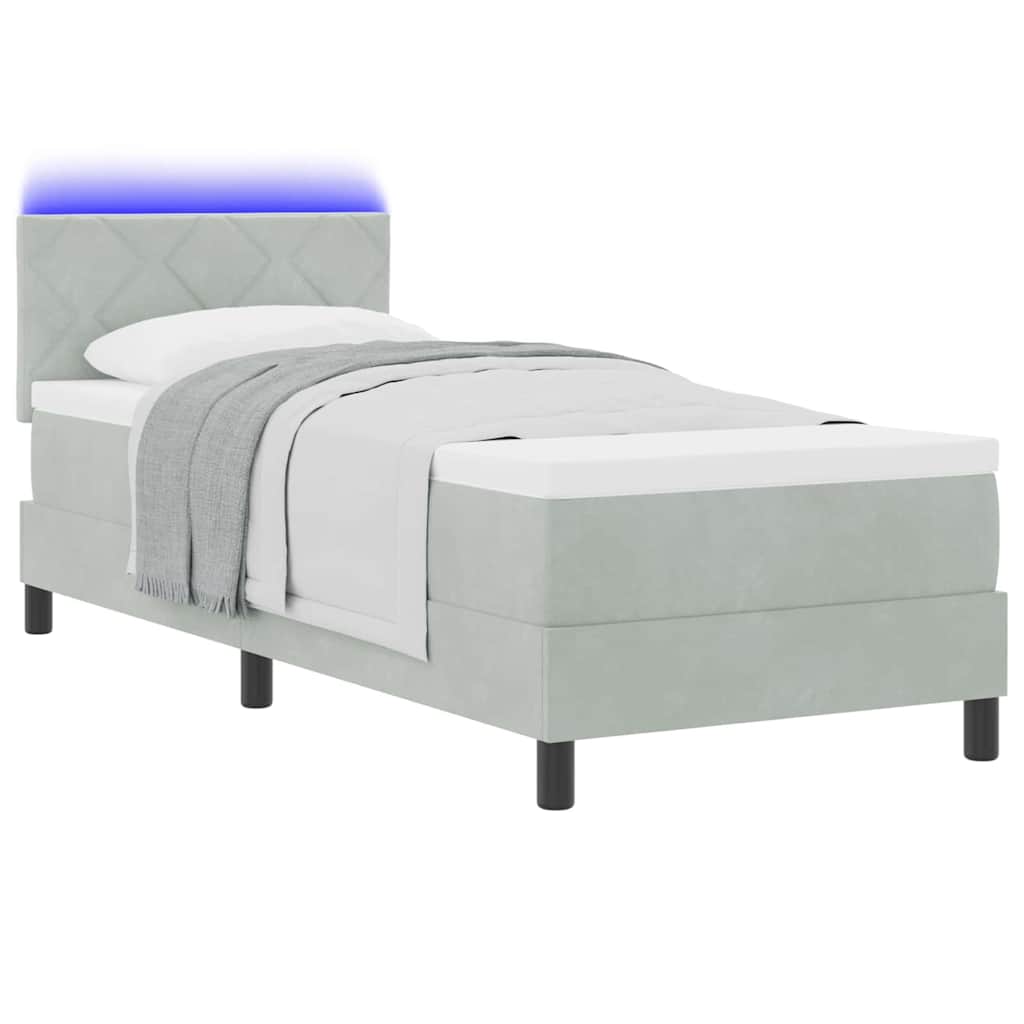Lit à ressort LED Gris clair 80 x 200 cm Velours - XIOS