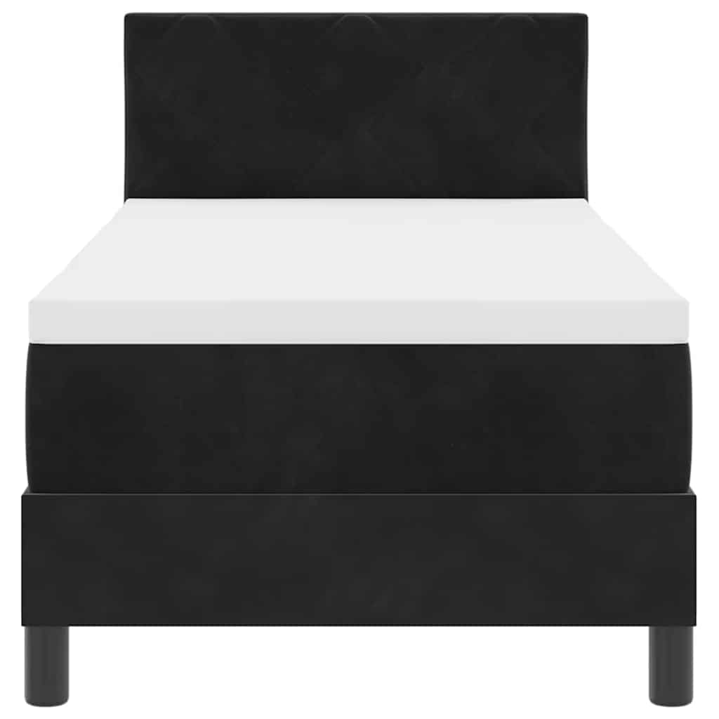 Lit à ressort LED avec matelas Noir 80 x 200 cm Velours - XIOS