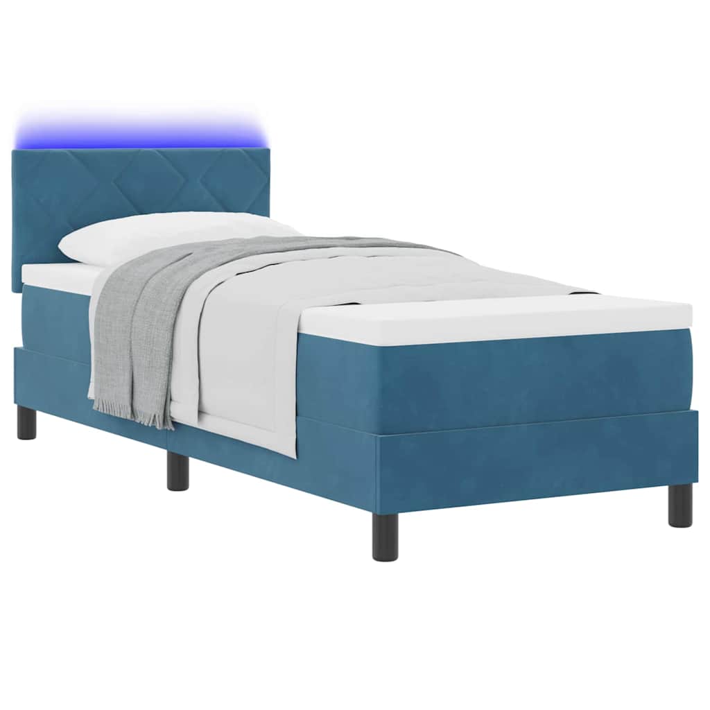 Lit à ressort LED Bleu foncé 80 x 200 cm Velours - XIOS