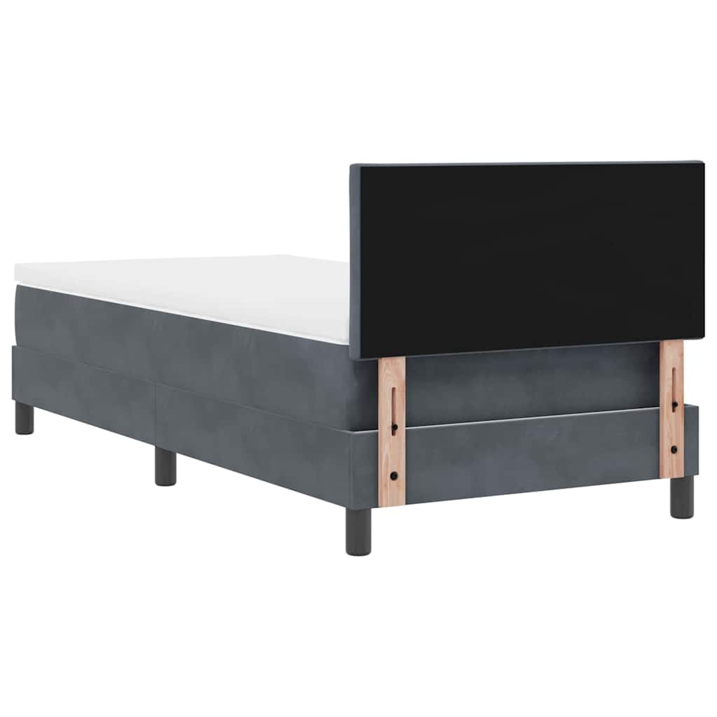 Lit à ressort LED Gris foncé 100 x 200 cm Velours